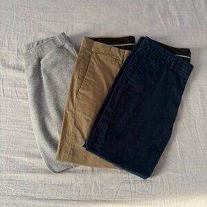 Sunspel LOW Brand Mens Set Cropped Slim Fit Pants 32 Luxury Cotton Lot 3 Pairs S